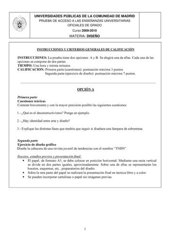 Examen de Diseño (PAU de 2010)
