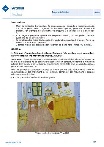 Examen de Fundamentos Artísticos (PBAU de 2024)