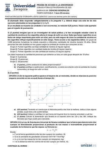 Examen de Ciencias Generales (EvAU de 2025)