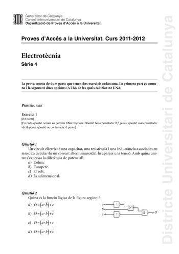 Examen de Electrotecnia (PAU de 2012)