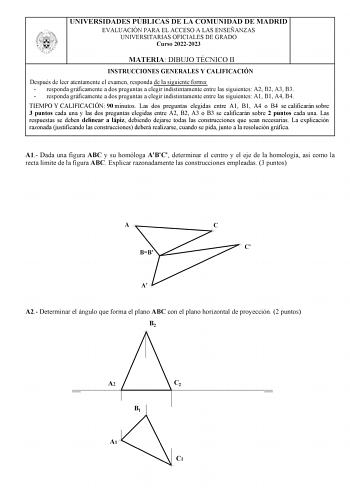 Examen de Dibujo Técnico II (EvAU de 2023)