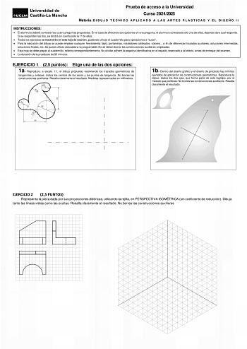 Examen de Dibujo Técnico Aplicado a las Artes Plásticas y al Diseño II (EvAU de 2025)