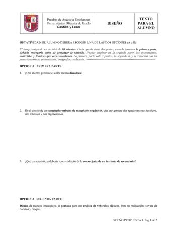 Examen de Diseño (PAU de 2012)