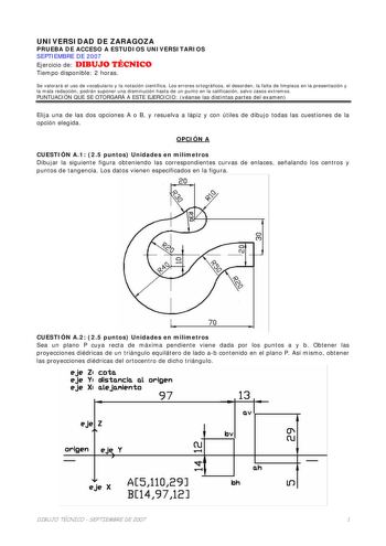 Examen de Dibujo Técnico II (selectividad de 2007)