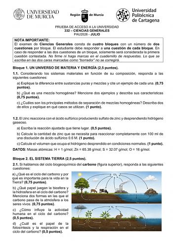 Ciencias Generales – EBAU Región de Murcia (2026)
