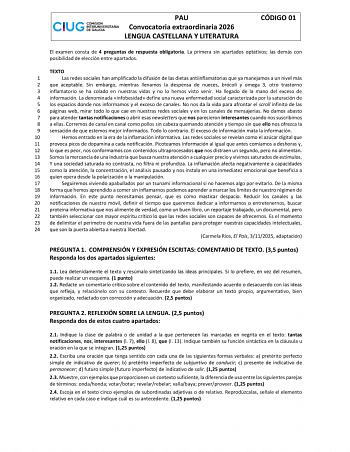 Lengua Castellana y Literatura – ABAU Galicia (2026)
