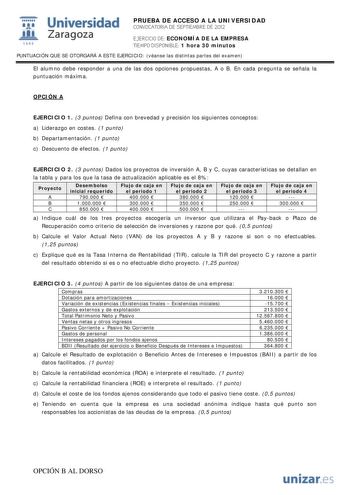 Examen de Economía de la Empresa (PAU de 2012)