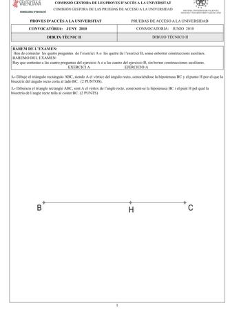 Examen de Dibujo Técnico II (PAU de 2010)