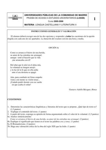 Examen de Lengua Castellana y Literatura (selectividad de 2006)