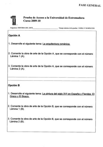 Examen de Historia del Arte (PAU de 2010)