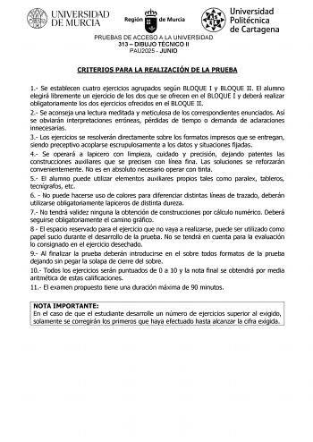 Examen de Dibujo Técnico II (EBAU de 2025)