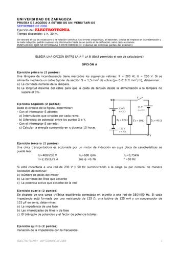 Examen de Electrotecnia (selectividad de 2006)
