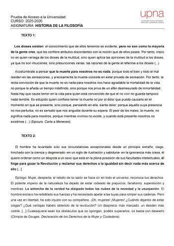 Historia de la Filosofía – EvAU Navarra (2026)