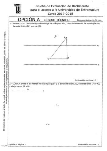 Examen de Dibujo Técnico II (EBAU de 2018)