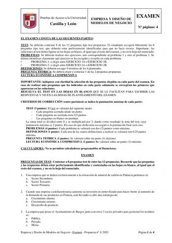 Examen de Empresa y Diseño de Modelos de Negocio (EBAU de 2025)