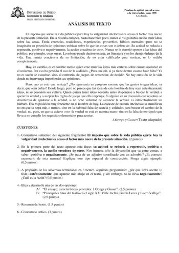 Examen de Lengua Castellana y Literatura (selectividad de 1998)