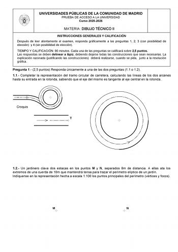 Dibujo Técnico II – EvAU Comunidad de Madrid (2026)