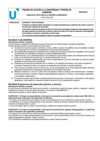 Examen de Geografía (PEvAU de 2025)