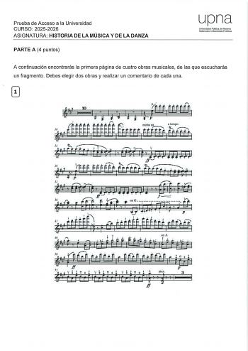 Historia de la Música y de la Danza – EvAU Navarra (2026)