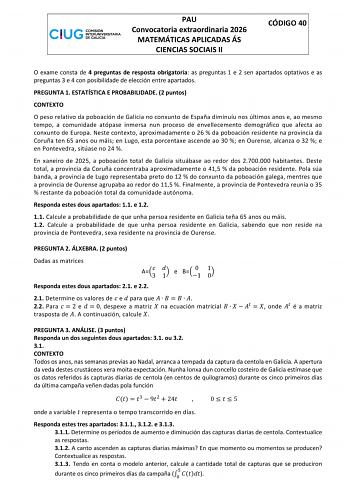 Matemáticas Aplicadas a las Ciencias Sociales – ABAU Galicia (2026)