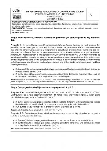 Examen de Física (EvAU de 2025)