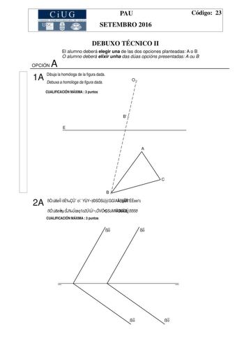 Examen de Dibujo Técnico II (PAU de 2016)