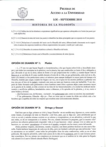Examen de Historia de la Filosofía (PAU de 2010)