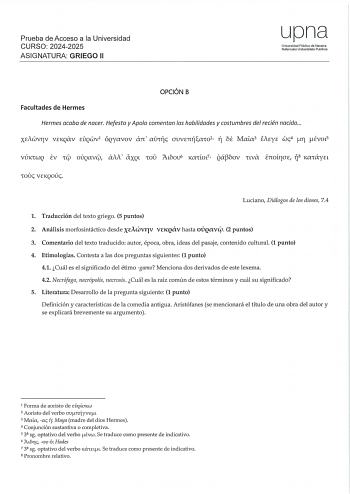 Examen de Griego (EvAU de 2025)