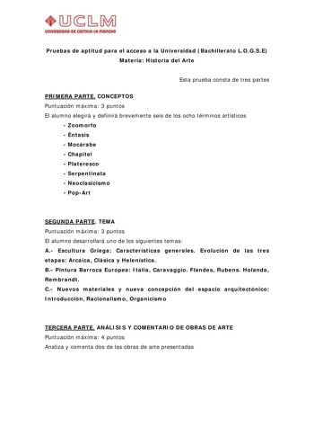 Examen de Historia del Arte (selectividad de 2009)