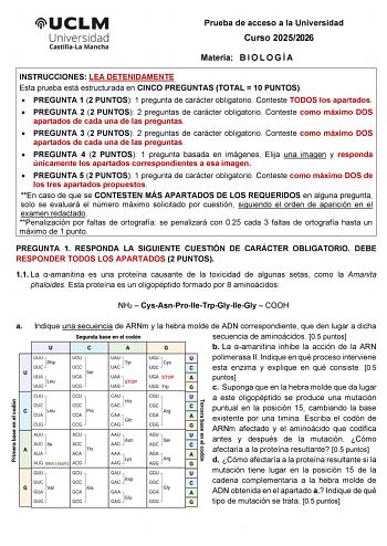 Biología – EvAU Castilla-La Mancha (2026)