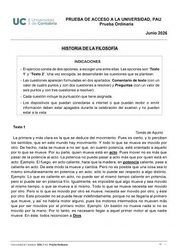 Historia de la Filosofía – EBAU Cantabria (2026)