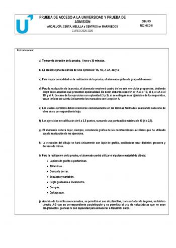 Dibujo Técnico II – PEvAU Andalucía (2026)