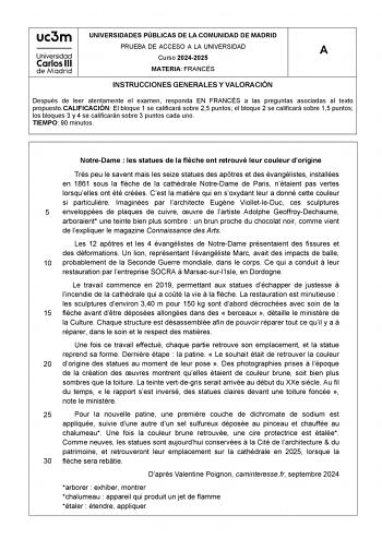 Examen de Francés (EvAU de 2025)