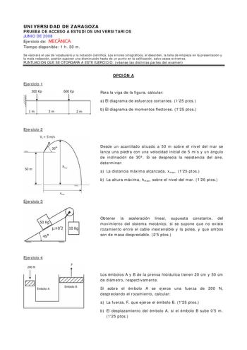 Examen de Mecánica (selectividad de 2008)