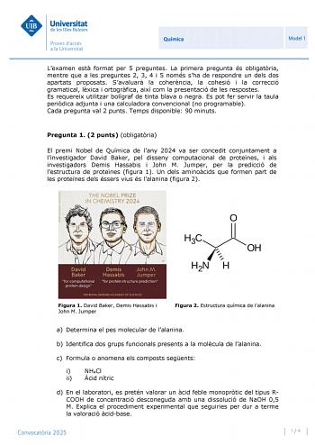 Examen de Química (PBAU de 2025)