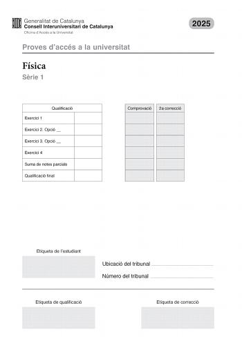 Examen de Física (PAU de 2025)