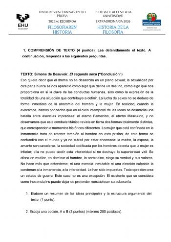 Historia de la Filosofía – EAU País Vasco (2026)