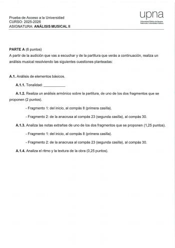 Análisis Musical – EvAU Navarra (2026)