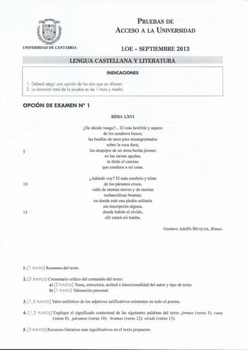 Examen de Lengua Castellana y Literatura (PAU de 2013)