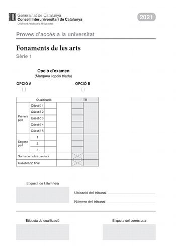 Examen de Fundamentos del Arte (PAU de 2021)