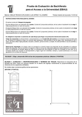 Examen de Dibujo Técnico Aplicado a las Artes Plásticas y al Diseño II (EBAU de 2024)
