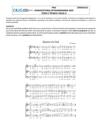 Examen de Coro y Técnica Vocal (ABAU de 2025)