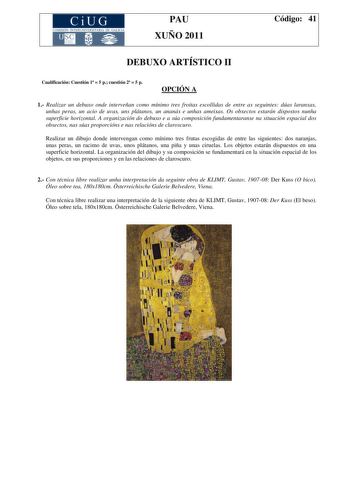 Examen de Dibujo Artístico II (PAU de 2011)