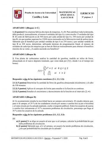 Examen de Matemáticas Aplicadas a las Ciencias Sociales (EBAU de 2025)