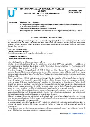 Italiano – PEvAU Andalucía (2026)