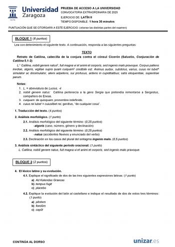 Examen de Latín II (EvAU de 2025)