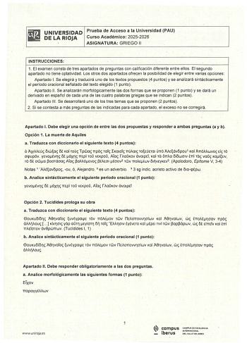 Griego – EBAU La Rioja (2026)