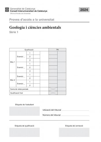 Examen de Geología y Ciencias Ambientales (PAU de 2024)