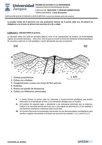 Examen de Geología y Ciencias Ambientales (EvAU de 2025)
