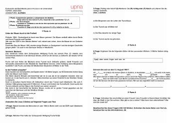 Evaluación del Bachillerato para el Acceso a la Universidad CURSO 20222023 N o s e p u d e m o s tr a r l ASIGNATURA ALEMÁN a i m a g e n vi n c u l a d a  P u e d e q u e s 1Parte Comprensión general y comprensión de detalles Elige entre los dos textos A y B y responde a las cuestiones 12 y 3 2Parte Uso de la lengua Cuestión 4 Contesta a una de las dos opciones que se plantean A o B 3Parte Expresión escrita Cuestión 5 Elige una de las dos opciones A o B y redacta un texto Unter der Mauer durch…